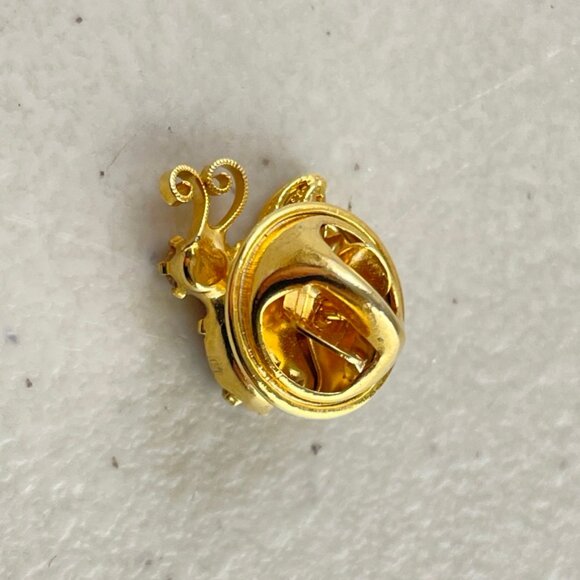 Vintage Small Butterfly Pin Lapel Gold Metal Clear Brown Crystal 1990s Gift - Picture 2 of 2